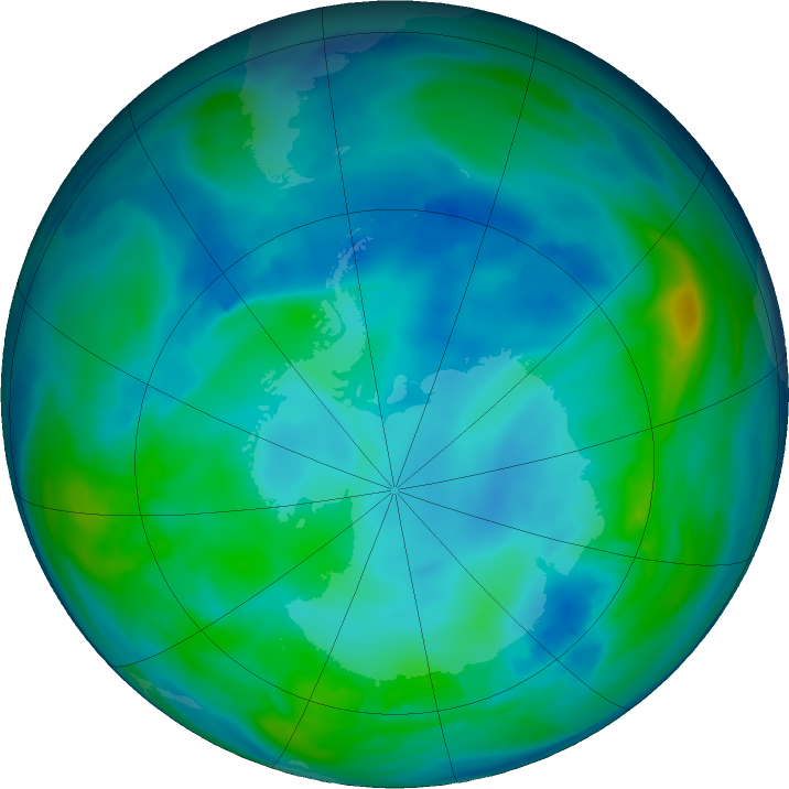 Antarctic ozone map for 20 May 2021